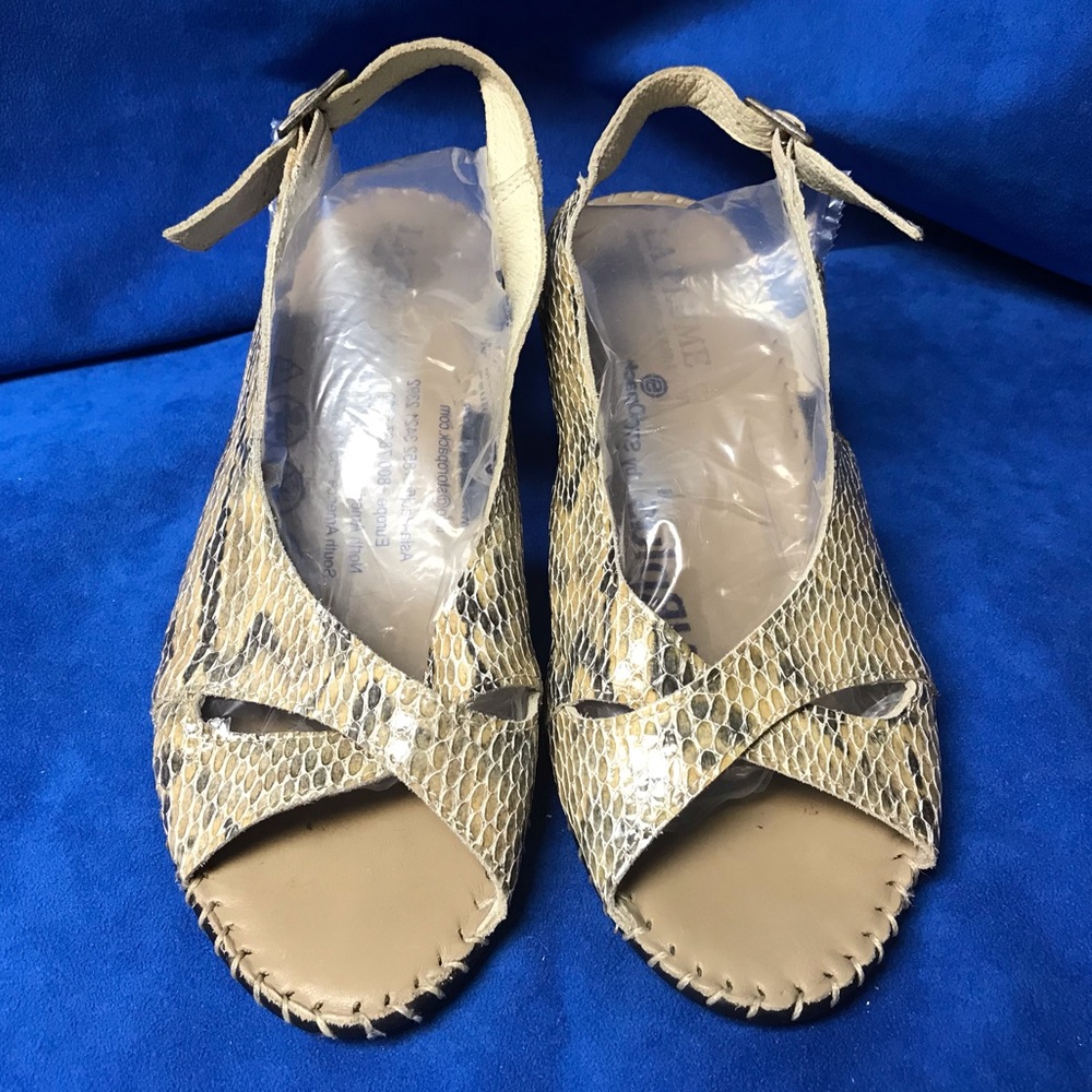 LA PLUME leather snakeskin heeled sandals